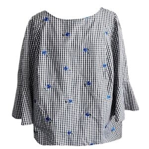 Alyx  Floral gingham top with blue daisys